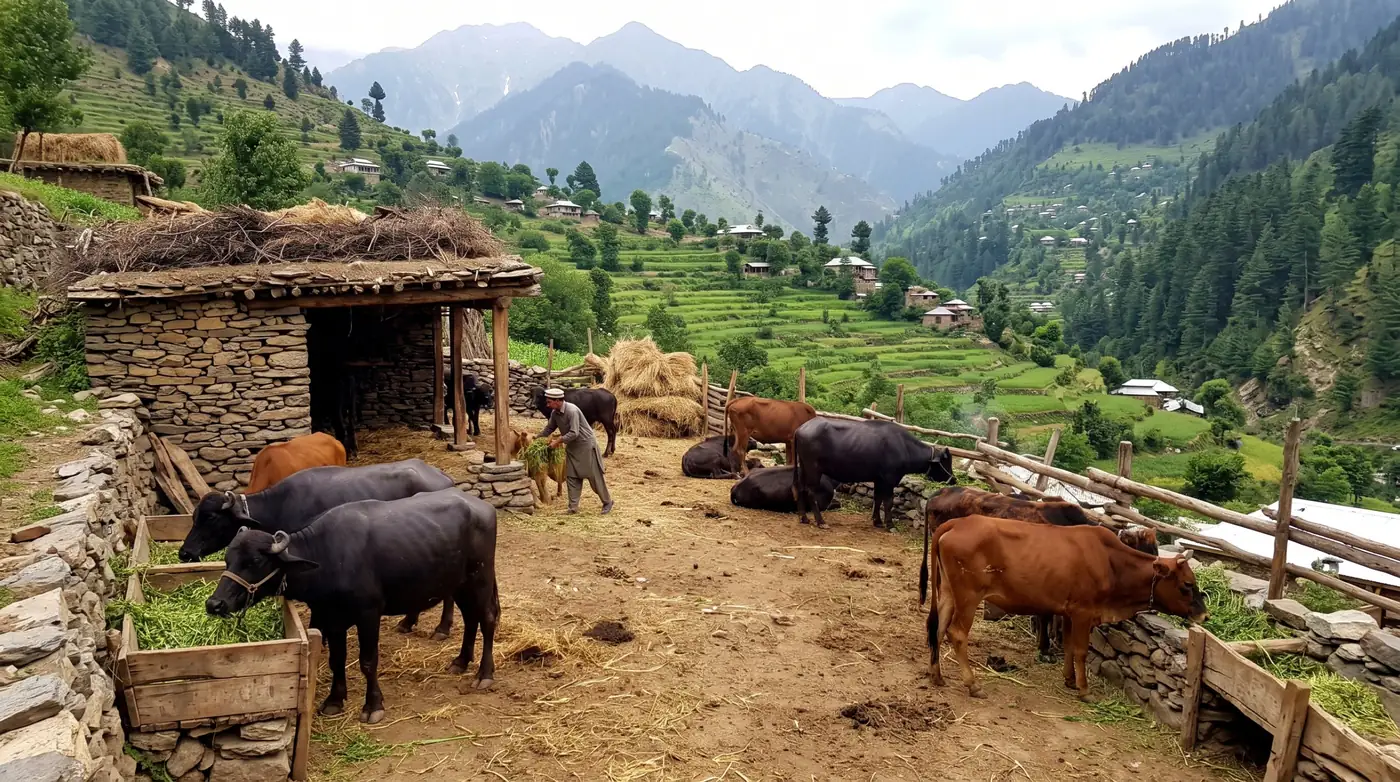 Mountain farm and pastures in Madyan, Swat where our desi ghee is made